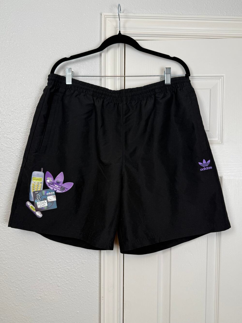 NWT Adidas Originals 3-Stripe Trefoil Shorts Men's XL Black Y2K